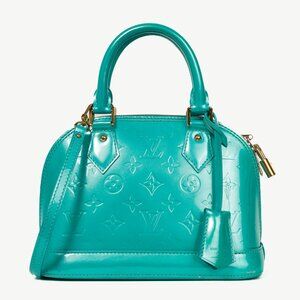 Louis Vuitton Alma BB Turquoise Monogram Vernis Tote